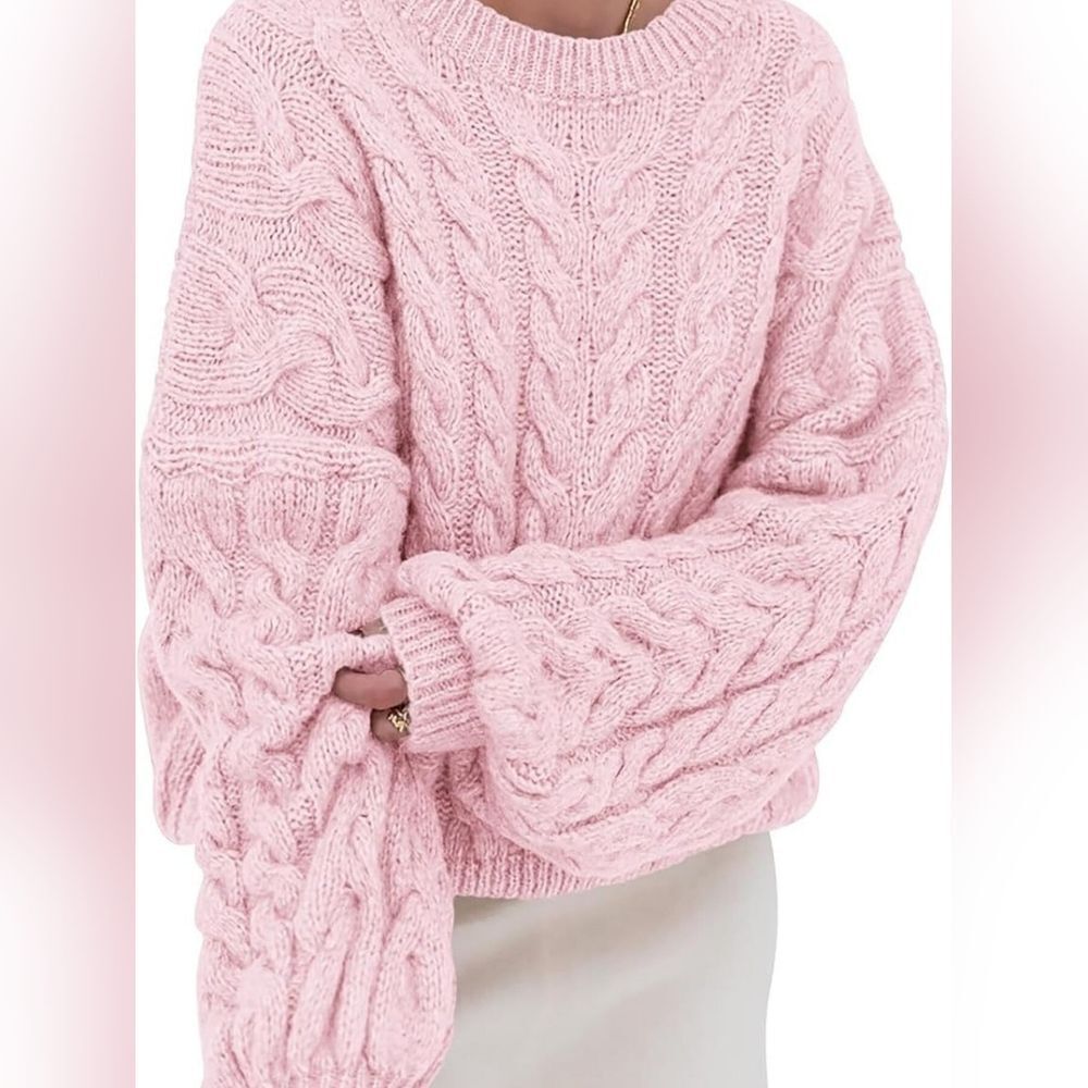 Cable Chunky Knit Long Sleeve Sweater Cream